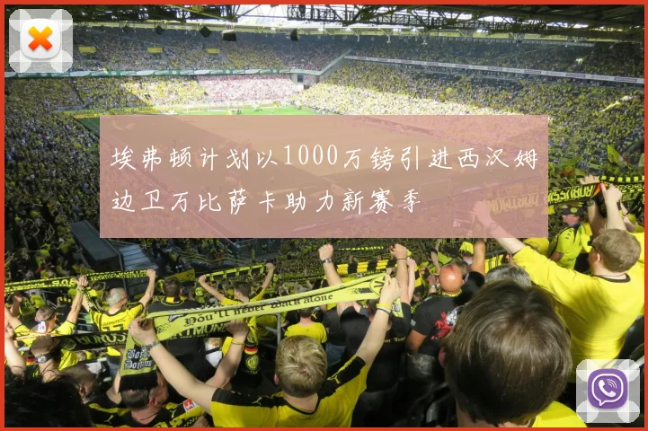 埃弗顿计划以1000万镑引进西汉姆边卫万比萨卡助力新赛季
